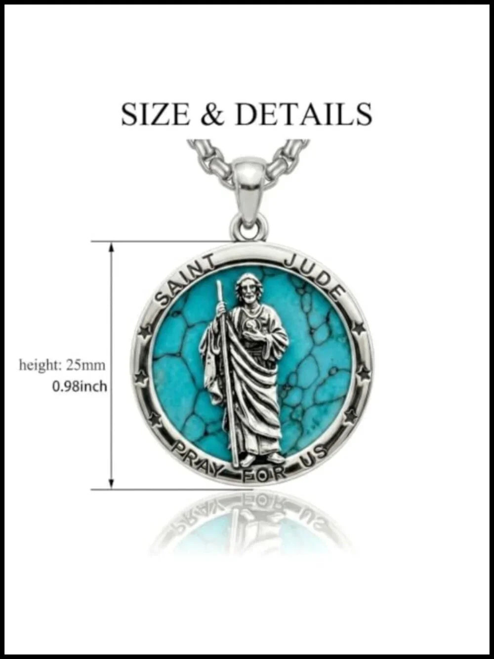 Saint Jude Medal Pendant Necklace Stainless Steel Chain Religious Jewelry